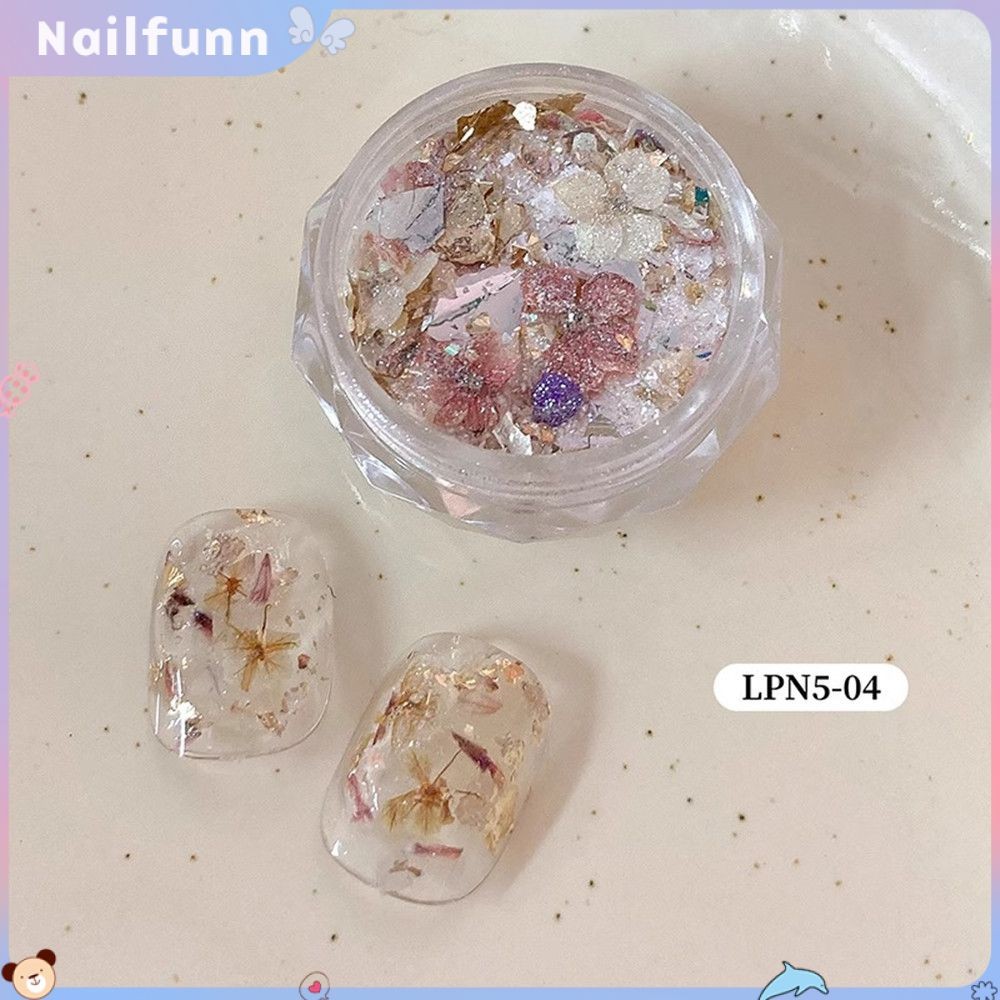 มีสินค้าในสต๊อก Nail Art Shell Pieces Flower Brocade Powder Jewelry Mixed Opal Powder Sequin Charm N