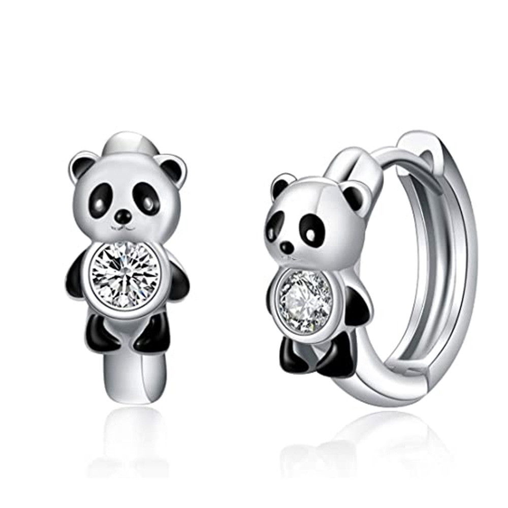 แฟชั่น Panda Hoop ต่างหู Bright Zirconia หญิงอุปกรณ์เสริมที่ละเอียดอ่อนสําหรับหมั้นสาวน่ารัก Chic ทุกวันเครื่องประดับ