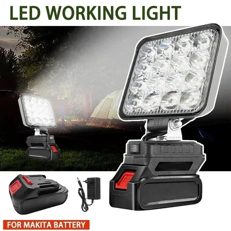ไฟ Led สําหรับแบตเตอรี่ Makita 4In แบบพกพา Spotlight ไร้สายกลางแจ้งทํางานตกปลามือถือฉุกเฉิน ToolLight ไม่มีแบตเตอรี่ไม่มี USB