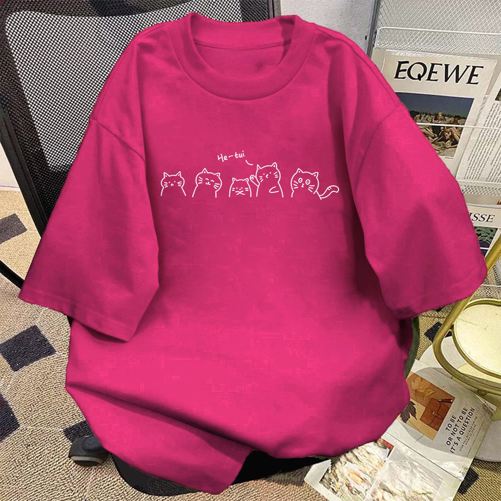 TeddyTee💖เสื้อผ้าผู้หญิงoversize-เสื้อยืดคอกลม🎗️ สวมใส่สบาย สไตล์เกาหลี ไม่ต้องรีด chubby ทรงหลวม เนื้อผ้าดี ผ้าฝ้าย100%
