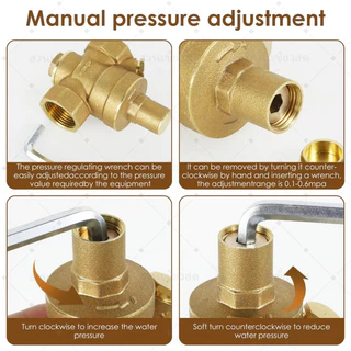 วาล์วลดแรงดันน้ำ พร้อมเกย์แรงดัน pressure reducing valve 1/2-1 นิ้ว ปรับแรงดันได้ 0-16 Bar รีดิวซิ่งวาล์ว