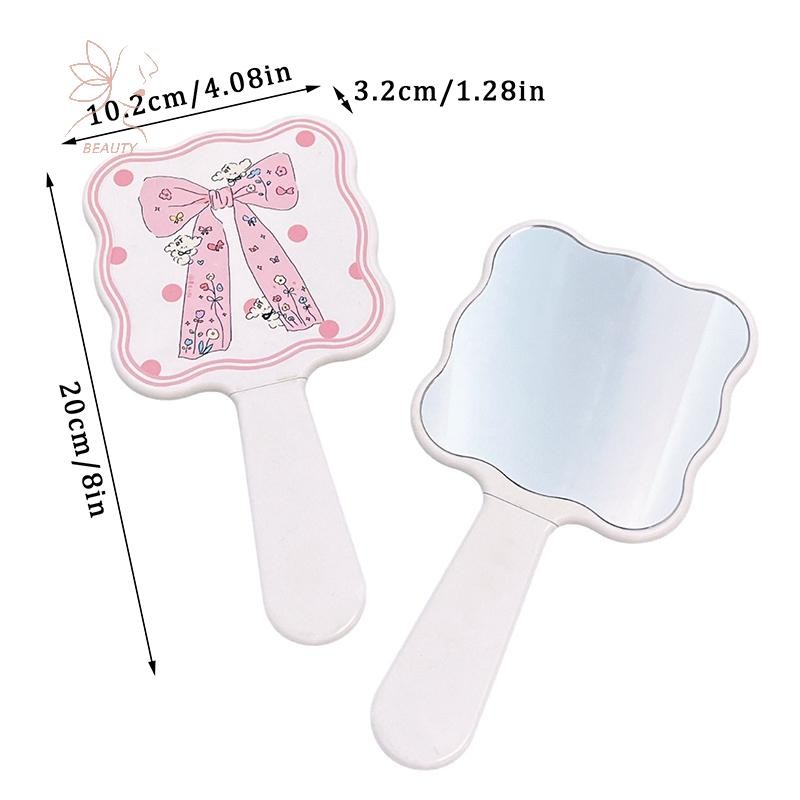 [เมย์บิวตี้] โบว์แบบพกพาน่ารักสีชมพูกระจกหวีมือถือกระจกหวีสกัดแบบบูรณาการแปรงผมนวดเครื่องมือจัดแต่งทรงผมทําให้กระจก {ไทย} - รูปที่ 3