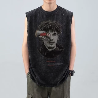 Y-T 🕶️เสื้อแขนกุดoversize เสื้อแขนกุดผู้ชาย💯 ไม่หดตัว ผ้าฝ้าย100% สวมใส่สบาย ลาย "ROCKPLAND" ยูนิเซ็กส์ แนวสตรีท