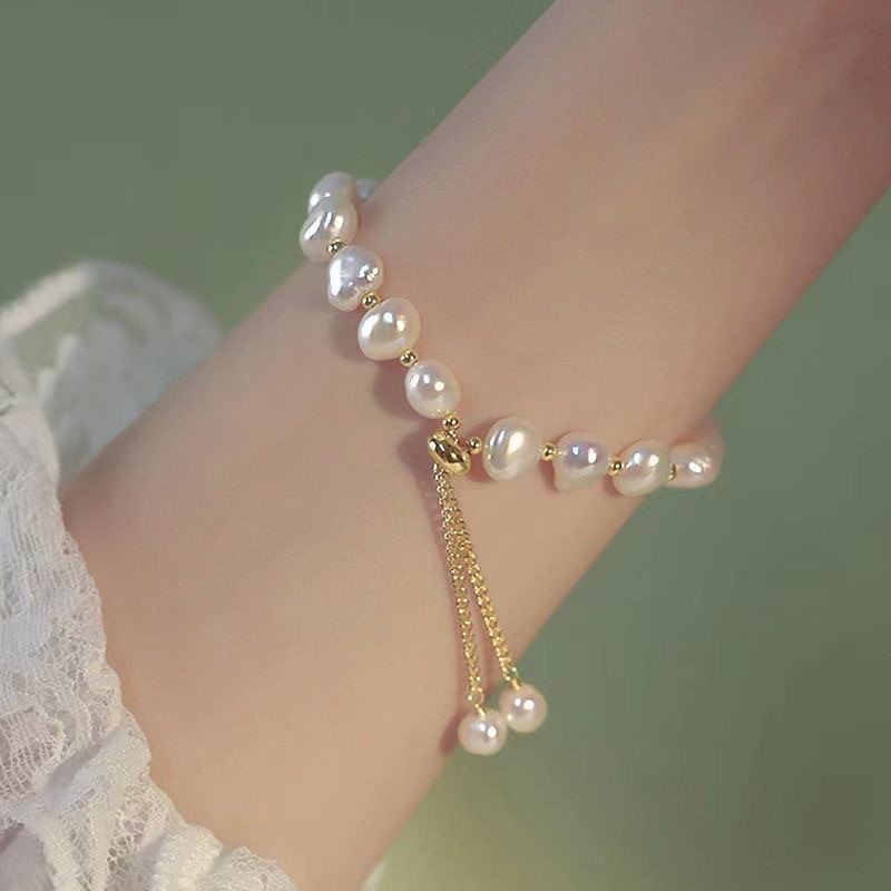สร้อยข้อมือมุกบาร็อคธรรมชาติการออกแบบพรีเมี่ยมสร้อยข้อมือย้อนยุค
