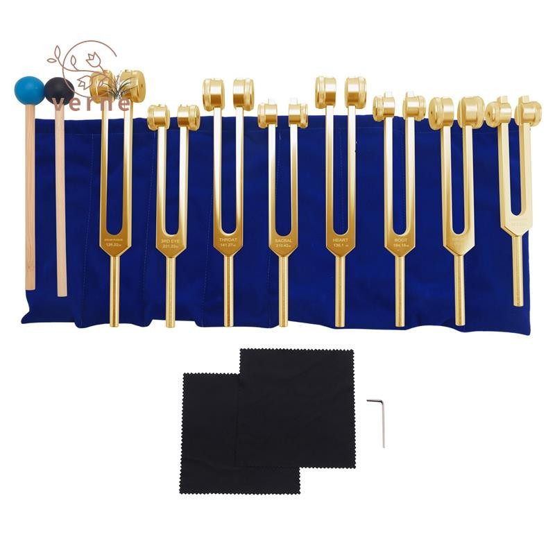 ส้อมปรับแต่ง, 7 จักระ + 1 Soul Purpose Weighted Tuning Forks,เครื่องมืออลูมิเนียม 126.22-141.27 Hz E
