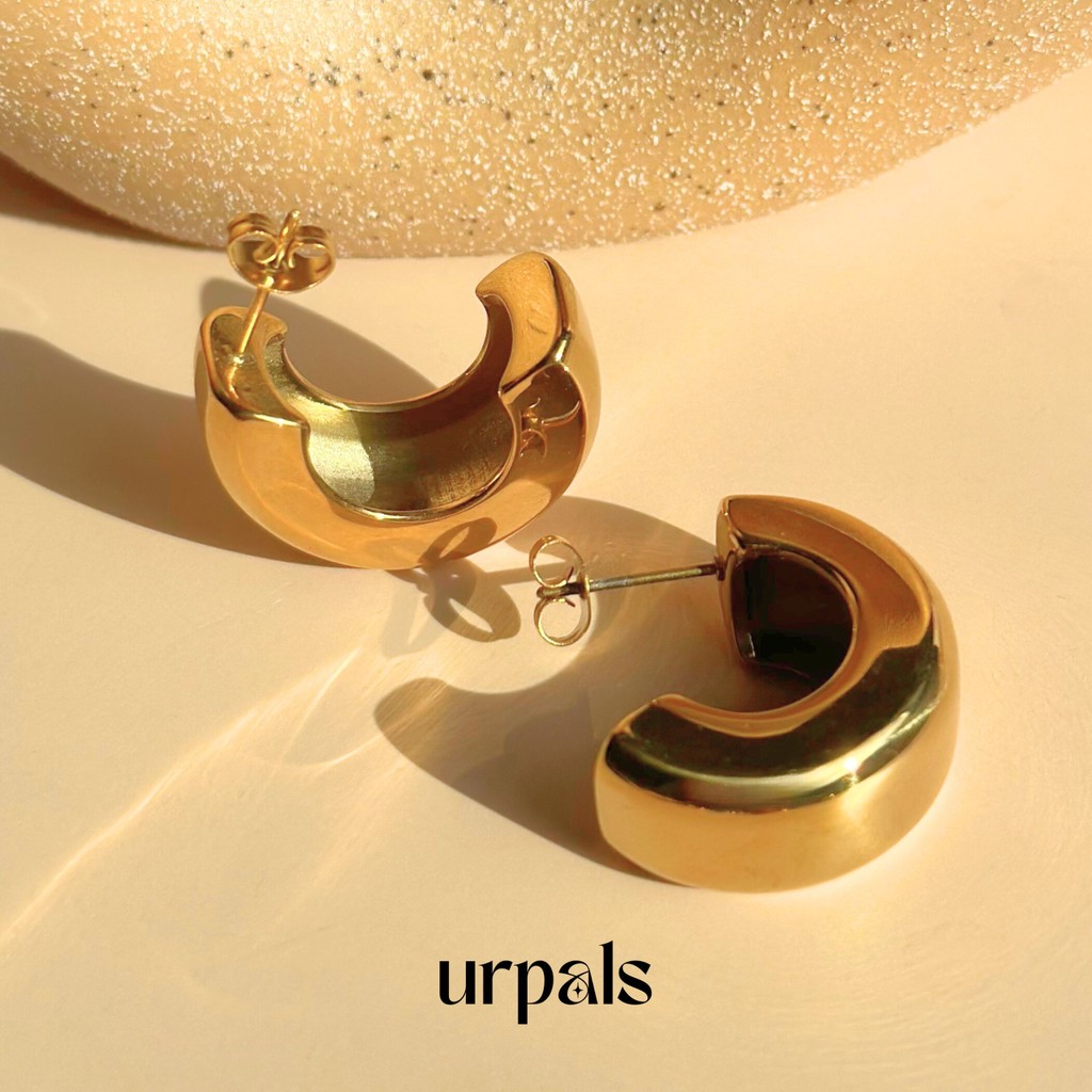 URPALS ต่างหู ต่างหูสายฝอ Stainless ชุบทอง 18K ไม่ลอกไม่ดำ โดนน้ำได้