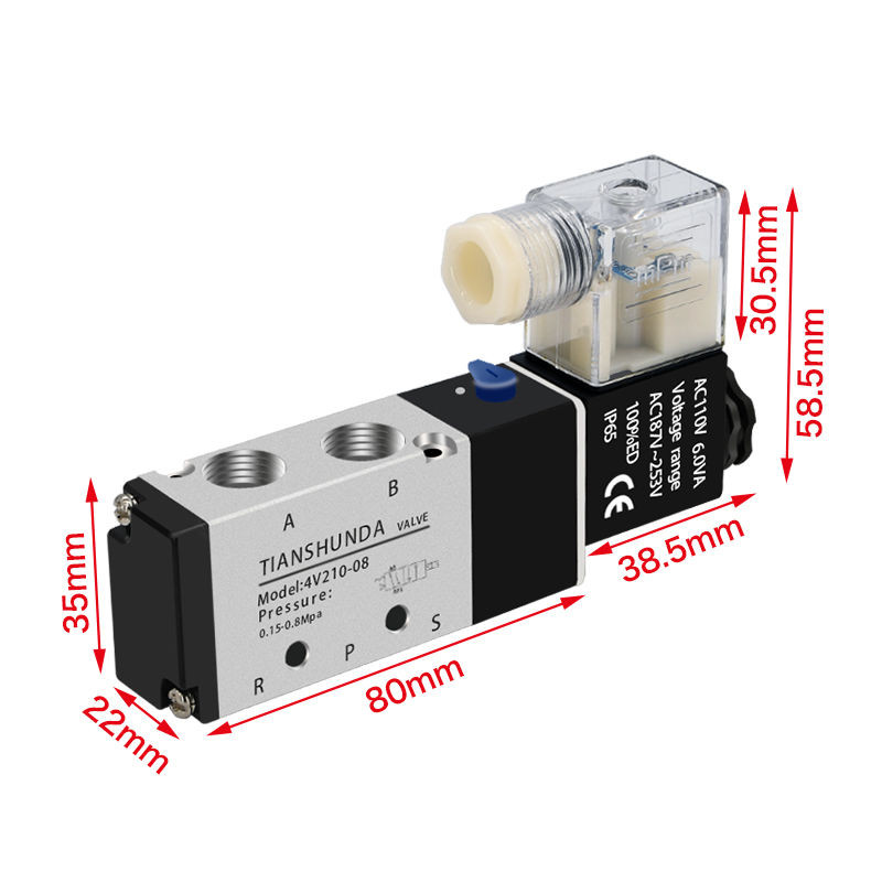 Solenoid วาล์วสองตําแหน่งห้าทางนิวเมติกย้อนกลับ val电磁二日本气动车式控制式4V210-08/AC220V/DC24V/DC12V7.23