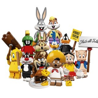 Cartoon Action Figure Lola Bunny Californianus Daffy Duck Bugs Bunny Porky Pig Sylvester Marvin the Martian ของเล่นคอลเลกชันบล็อกอาคารสําหรับเด็ก