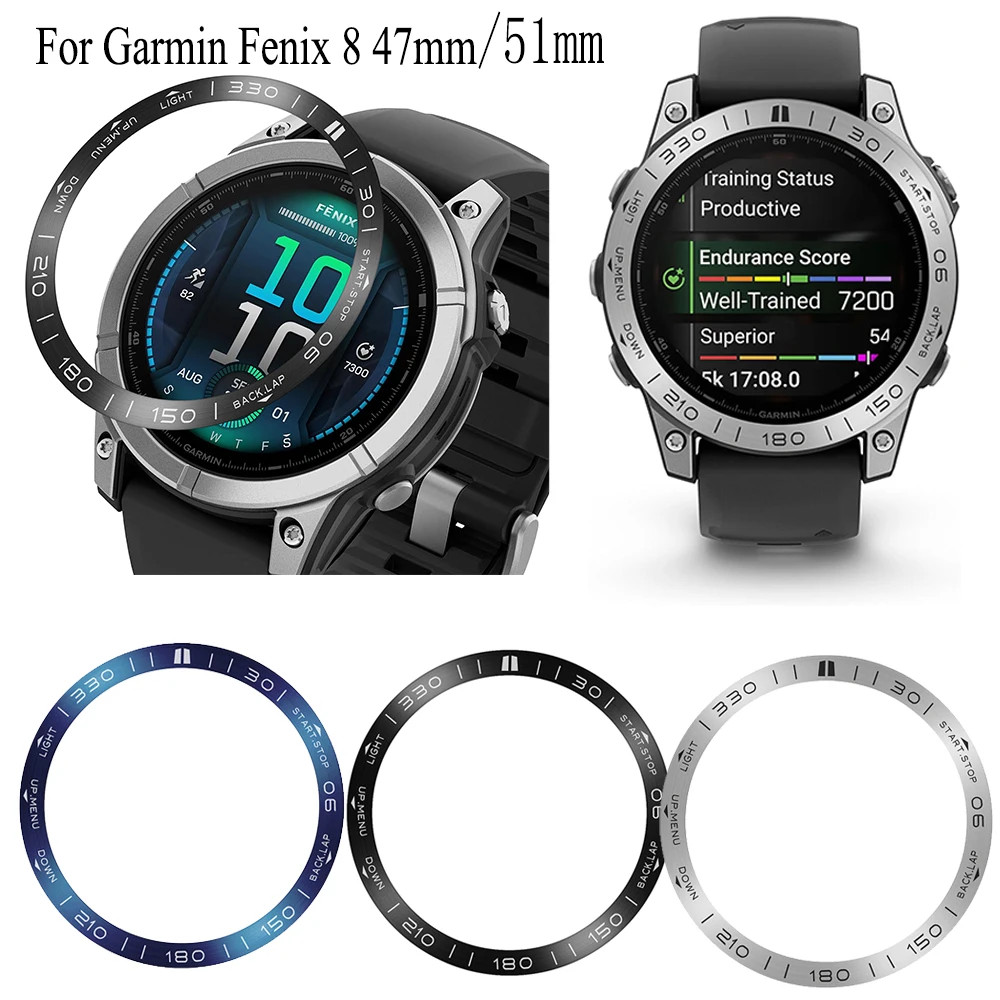 เหล็กป้องกัน Bezel แหวนสําหรับ Garmin Fenix 8 47 มม.AMOLED สีสัน Edition กาวความเร็ว Anti Scratch ฝาครอบโลหะสําหรับ Garmin Fenix 8 51 มม.AMOLED สีสัน Edition กรอบ