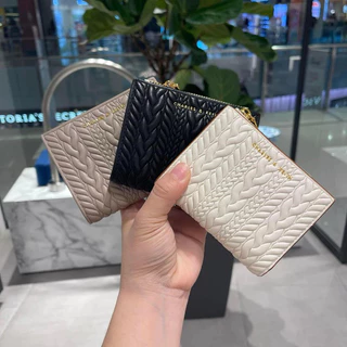 ใหม่ผู้หญิงนูนซิปกระเป๋าสตางค์สั้นกระเป๋าใส่เหรียญมัลติฟังก์ชั่พร้อมกล่อง