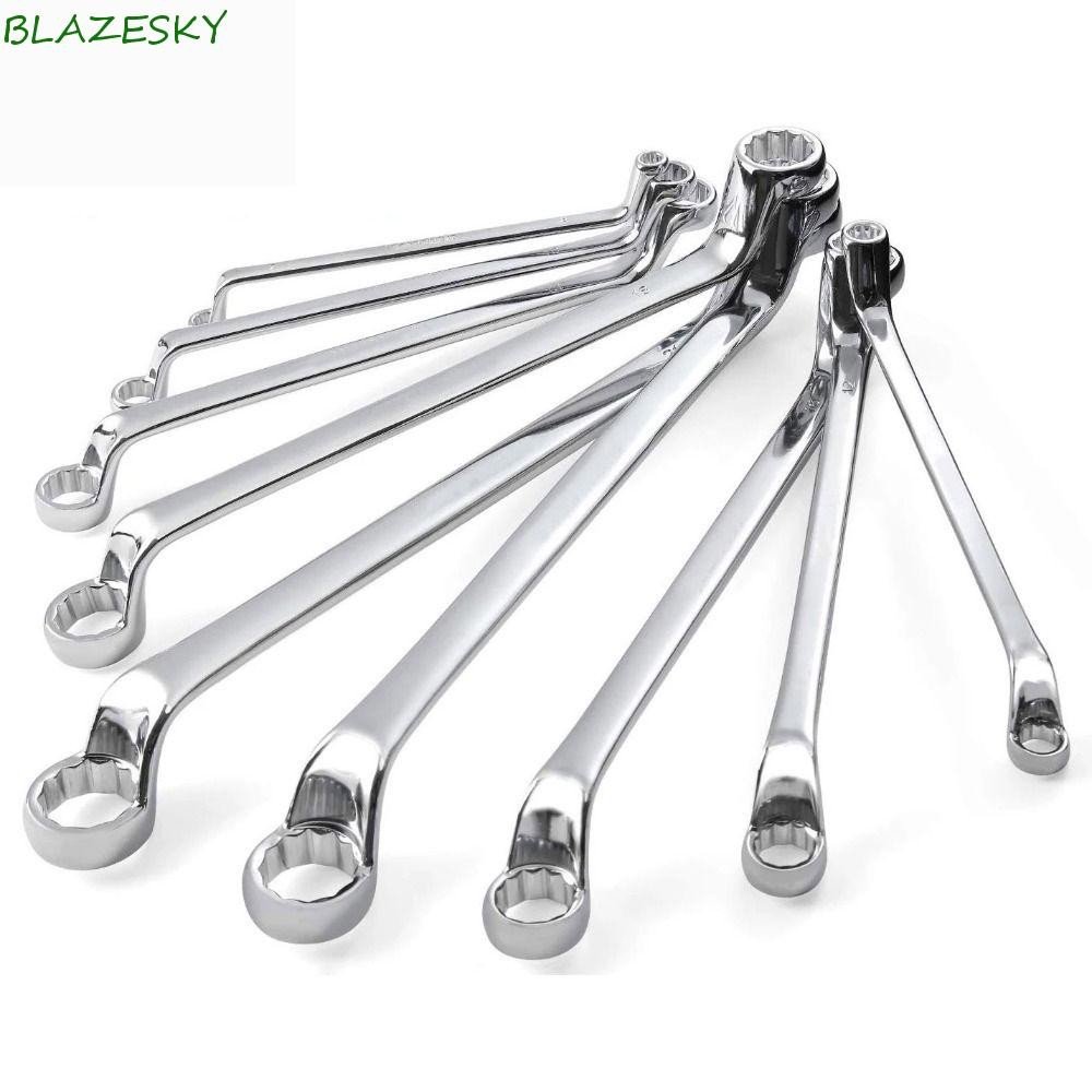 Blazesky ประแจปลายกล่องคู่, ประแจแหวนออฟเซ็ตเหล็กโครม 45 องศา, มัลติฟังก์ชั่นเมตริก 6-27 มม. ชดเชย จับกล่องประแจมือคู่มือเครื่องมือ