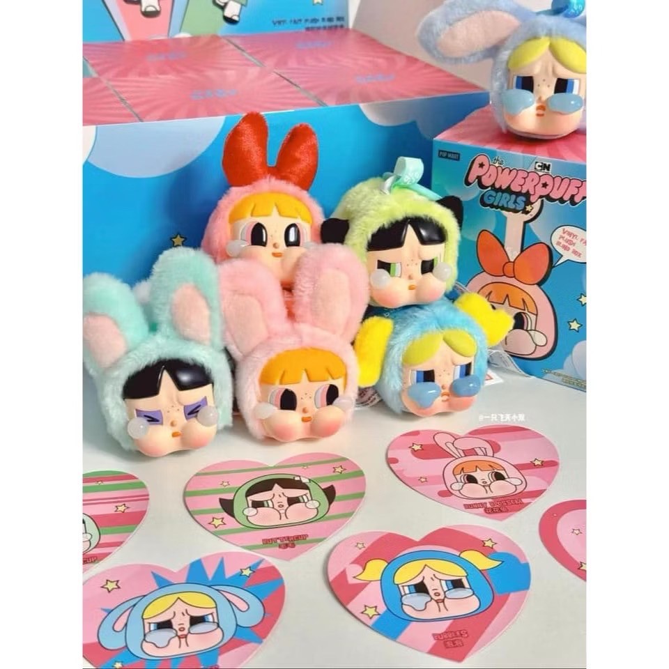 พร้อมส่ง จุ่ม 1ชิ้น CRYBABY × Powerpuff Girls ครายเบบี้ พาวเวอร์พัฟเกริ์ล Series-Vinyl Face Plush Blind Box