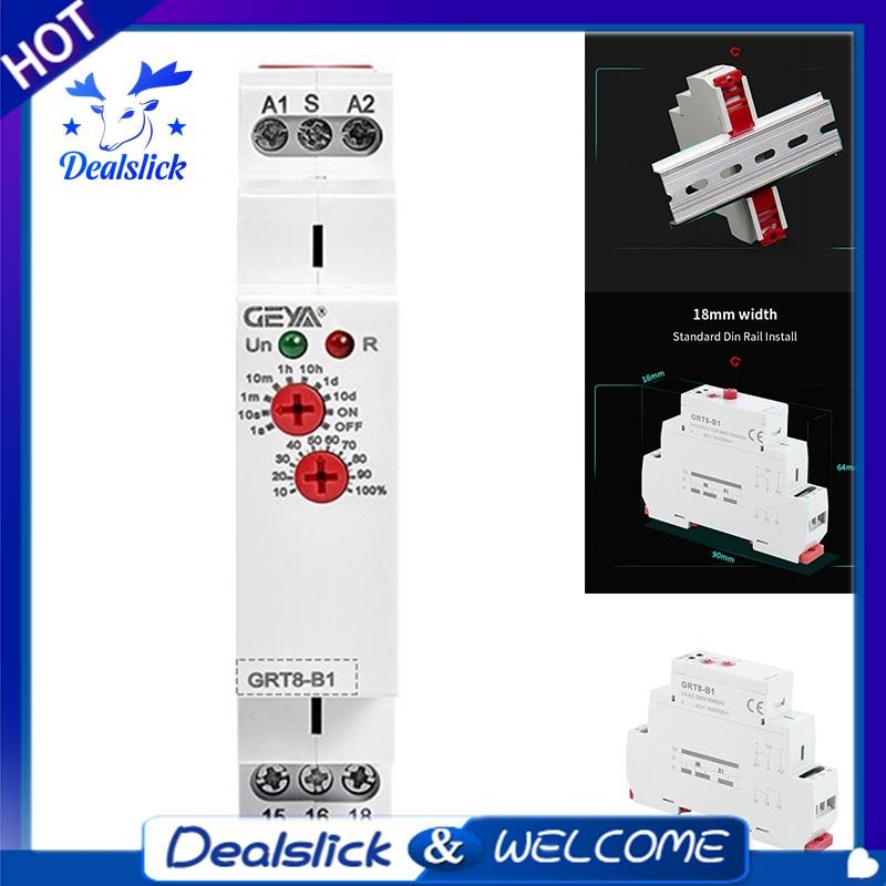GEYA GRT8-B1 รีเลย์ตั้งเวลาปิดเครื่อง รีเลย์ตั้งเวลาแบบอิเล็กทรอนิกส์ 16A, GRT8-B1 AC230V