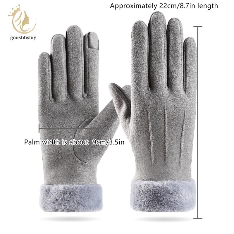 [GOOY] ฤดูใบไม้ร่วงฤดูหนาวที่อบอุ่นถุงมือหนังนิ่มบวกกํามะหยี่หนาตุ๊กตาตกแต่งถุงมือข้อมือกลางแจ้ง Coldproof หน้าจอสัมผัสขี่ถุงมือสกี TH - รูปที่ 4