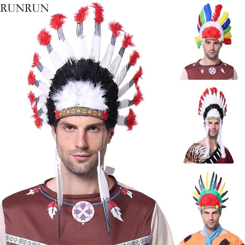 Native American Chief Headdress Indian Costume Feather Hair Dress Headpiece