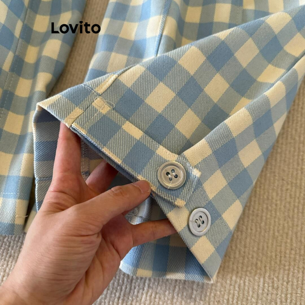 Lovito กางเกงลำลองลายธรรมดาสำหรับผู้หญิง LNA74233