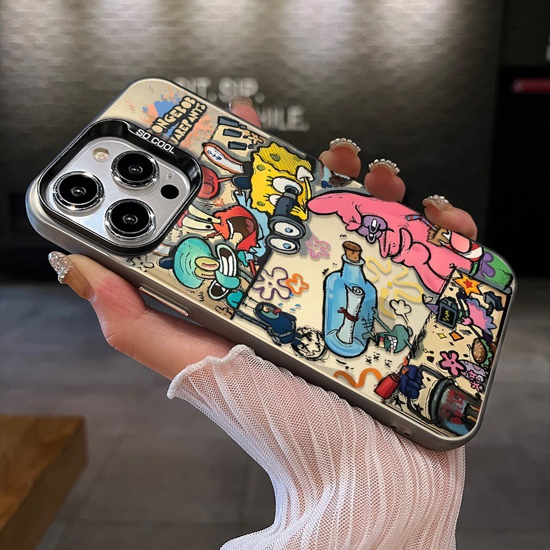 เคสไอโฟน16 15 14 13 12 11 Pro Max Case Cartoon Creative SpongeBob SquarePants Compatible เคส iPhone X/XS, XR,7+,8Plus