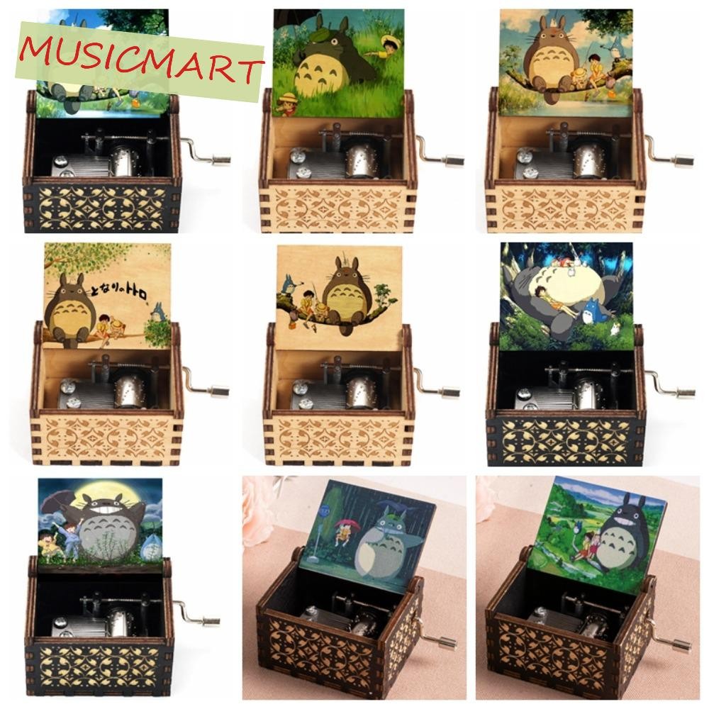 Musicmart Totoro กล่องดนตรีมือหมุนไม้,แกะสลักรูปแบบการ์ตูน Totoro กล่องดนตรี, กล่องดนตรีเพลงน่ารัก R