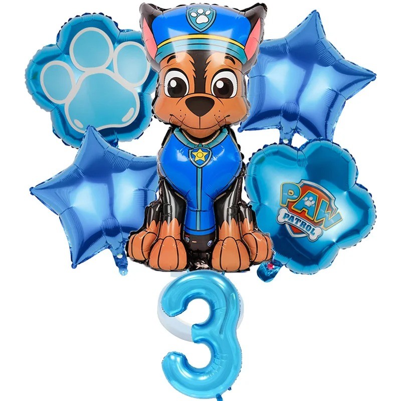Paw Patrol การ์ตูนงานเลี้ยงวันเกิด Chase บอลลูน + ชุดดิจิตอลตกแต่งปาร์ตี้เซอร์ไพรส์วันเกิดเด็ก