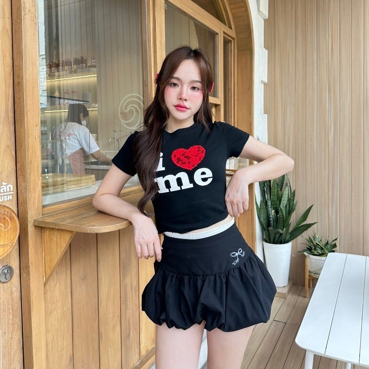 (จัดส่งตลอด 24 ชั่วโมง）Angle Official I❤️ME จดหมายรัก เสื้อยืดพิมพ์ลาย