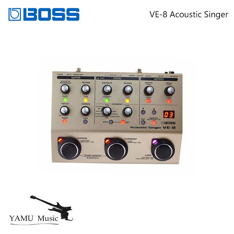 Boss VE-8 Acoustic Singer Vocal Acoustic Guitar Effects แบบพกพาแบบบูรณาการมัลติฟังก์ชั่ Effects VE 8