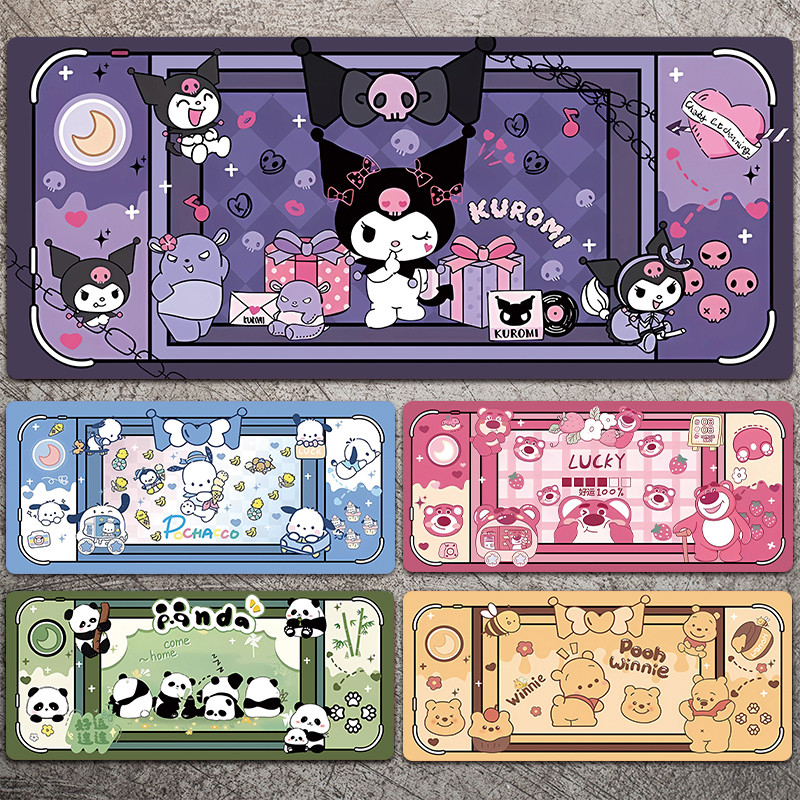 แผ่นรองเมาส์ Sanrio ขนาดใหญ่ Kuromi น่ารักการ์ตูน Mousepad Pochacco แล็ปท็อปอะนิเมะสํานักงานLotso เกมแป้นพิมพ์โต๊ะ