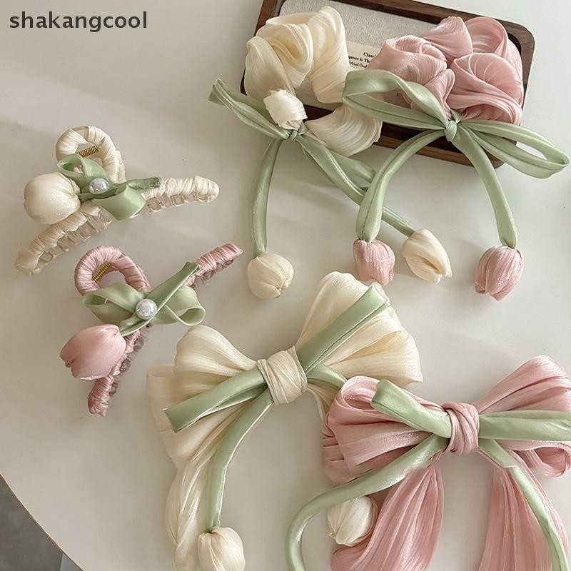 Sgl แฟชั่นหวานทิวลิปริบบิ้นผมแหวนสําหรับผู้หญิงสาวน่ารัก Elegant Bowknot กิ๊บติดผมประณีต sels อุปกรณ์เสริมผมของขวัญ SGL