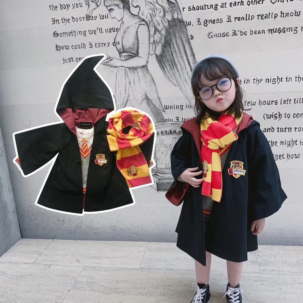 Harry USJ Potter Magic Robe Magic Robe ฮาโลวีนเสื้อคลุม Potter Merchanting cos Wizard Robe หมวกชุดนั