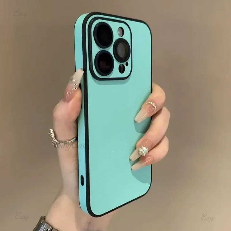 ซองหนังโมโนโครมสําหรับ ไอโฟน กระจกกล้องฟิล์มป้องกันปกกรณีธุรกิจสําหรับ ไอโฟน 16 15 14 12 13 11 มือโปร สูงสุด - รูปที่ 6