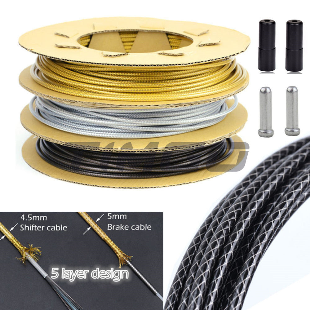 จักรยานเสือภูเขา จักรยานถนนที่มีคุณภาพสูงด้านนอกสายเคเบิลที่อยู่อาศัยท่อ ชม. ที่อยู่อาศัย/สายเบรค4.5/5มิลลิเมตรลวดเหล็ก PTFE หลอดไทเทเนียมเศษไม้ทอง