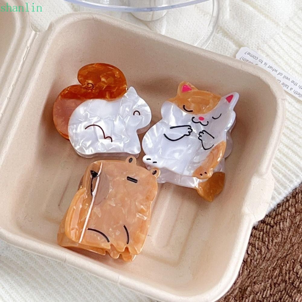 Shanlin Capybara กิ๊บติดผม, การ์ตูน Headwear Acetate Kitty ผม Claw, หวานแฟชั่น Creative Cat กระรอก Hairpin เครื่องประดับผม
