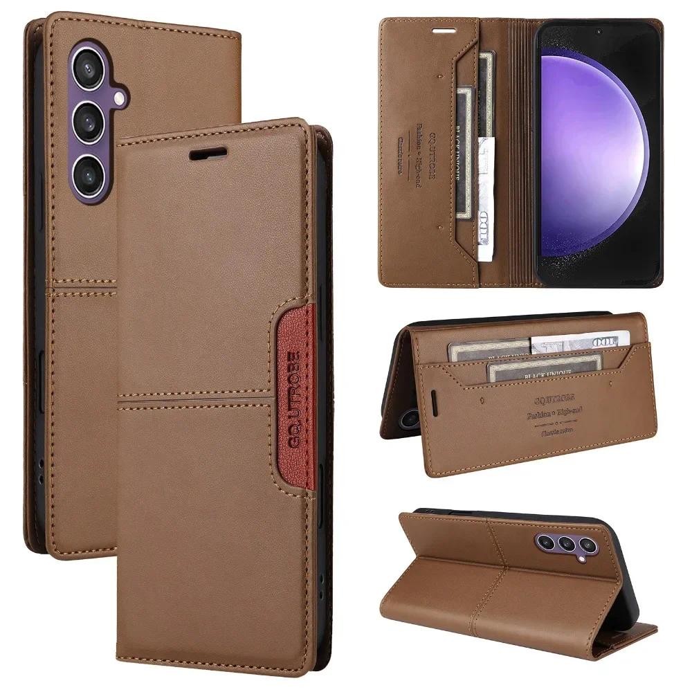 SAMSUNG กระเป๋าสตางค์แบบพลิกพร้อมผู้ถือบัตรเคสโทรศัพท์สําหรับsamsung Galaxy S24 FE S23 S22 S21 S20 S10 Plusหมายเหตุ20 Ultraหนังฝาครอบ