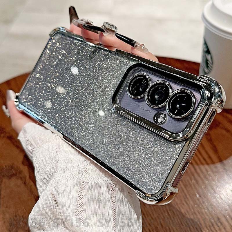 เคส Samsung A17 A57 A37 A56 A55 A36 A07 A26 A54 A53 A73 5G A06 A16 A52 A05s A33 A34 A35 5Gเคสกรณีพร้อมกล้องProtector Glitter ClearหรูหราความงามกันกระแทกหนาAir Cushion Anti-Fall - รูปที่ 5