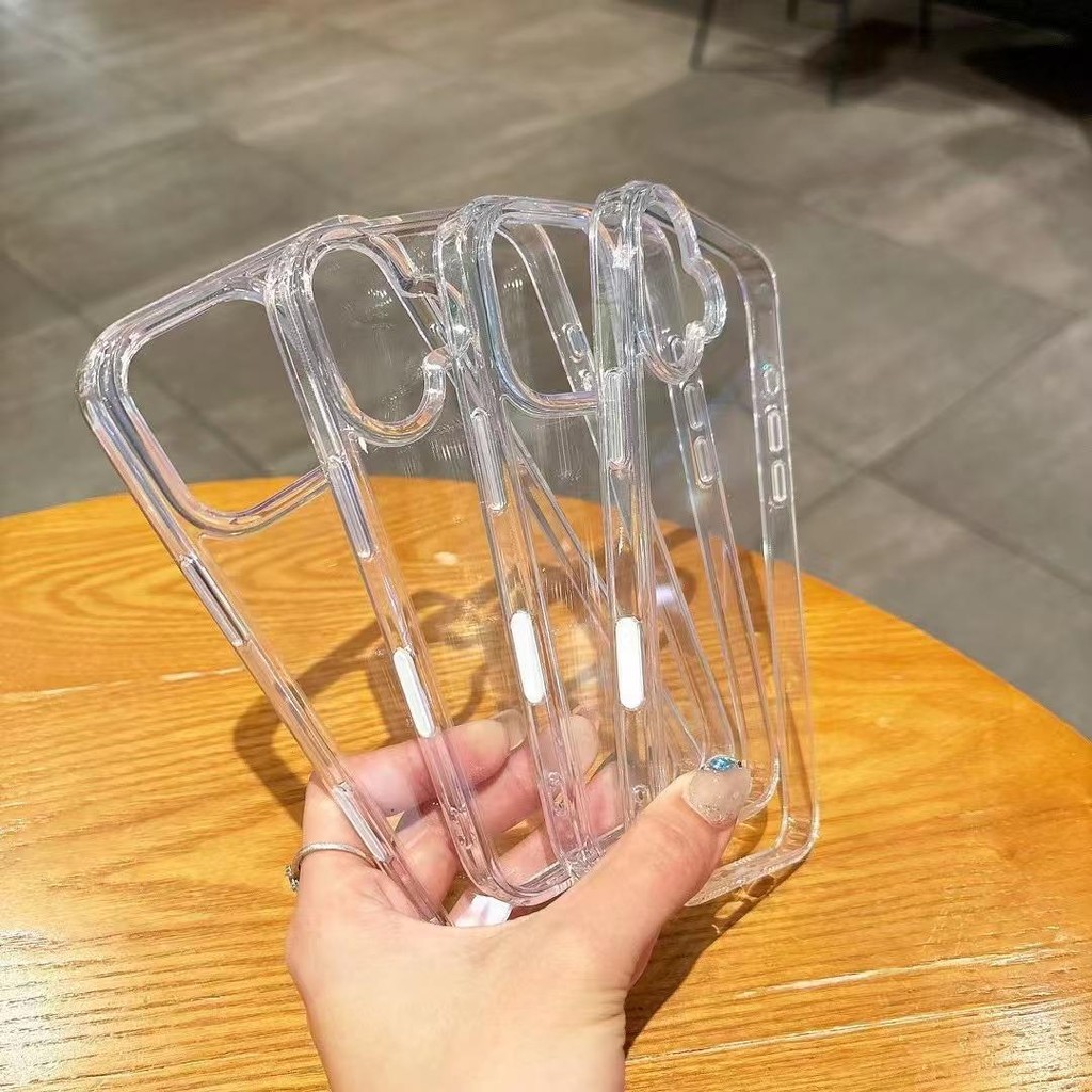 เทปโปร่งใสสูง 16 ซีรีส์ปุ่มยืดหยุ่นเหมาะสําหรับ iPhone 16 Pro Max เคสโทรศัพท์ป้องกันการตก 16 Plus