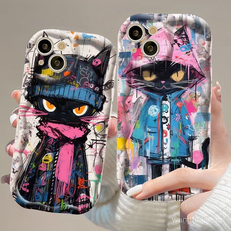 เจ๋ง แฟชั่น บุคลิกภาพ การ์ตูน แมว ผู้หญิง for case ไอโฟน14 15 13 11 xr pro plus max ซิลิโคน เคสโทรศัพท์ เต็มรูปแบบ กระเป๋า