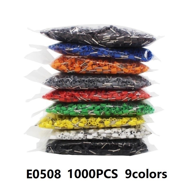 [ร้อน] E0508 1000 ชิ้นฉนวน Crimp Terminal Cold Pressed Terminal Tubular AWG #22