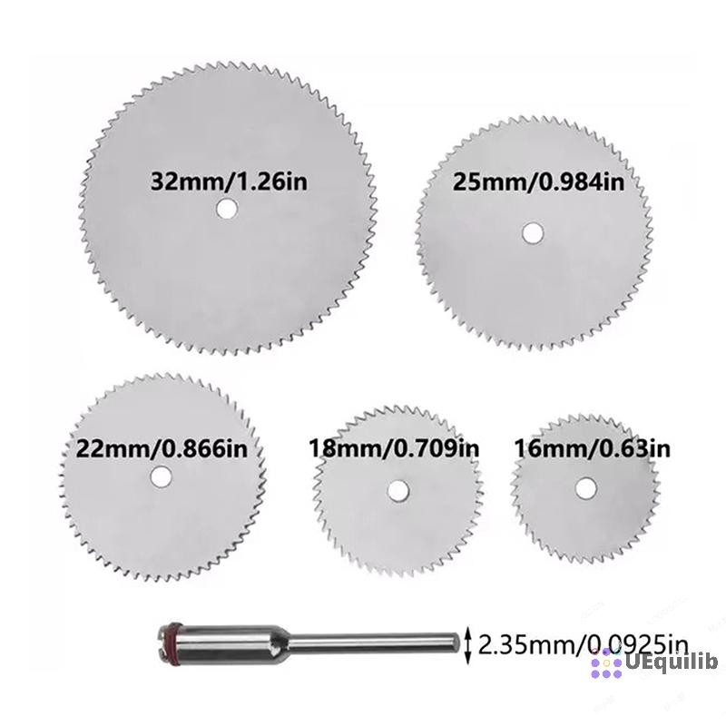 Uequilib 6 ชิ้น/เซ็ตสแตนเลส Slice โลหะ Cutg Disc 1 Mandre สําหรับเครื่องมือโรตารี่ 16 18 22 25 32 มม.Cutg Disc เครื่องมือใหม่