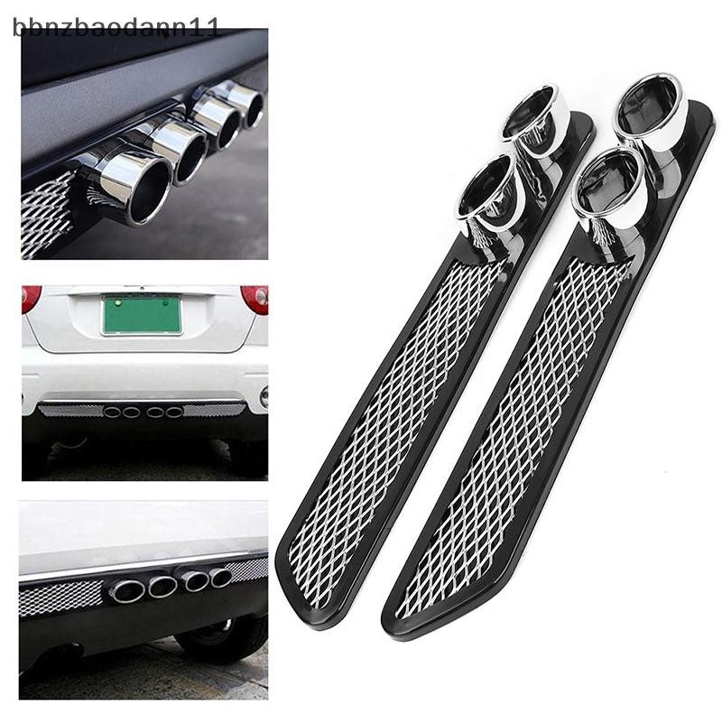 [BBNZDD] 2 ชิ้น Auto Car Grid จําลอง Vent หลอดคู่ท่อไอเสีย ABS ภายนอก BLK ชุด Bvah