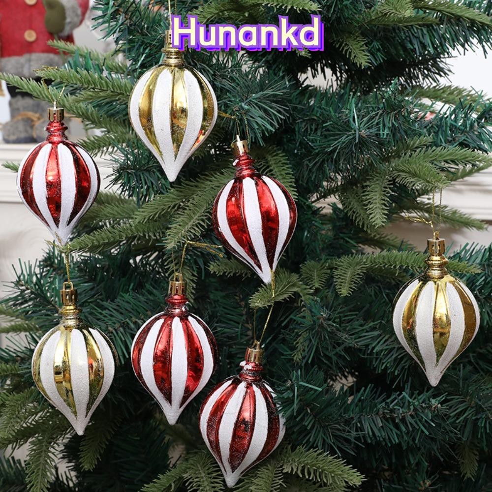 Huan 6 ชิ้น/กล่องเครื่องประดับต้นคริสต์มาส,ทาสีมะระปีคริสต์มาสของขวัญกล่องจี้,จี้พลาสติกแขวนเครื่องประดับตกแต่งคริสต์มาส