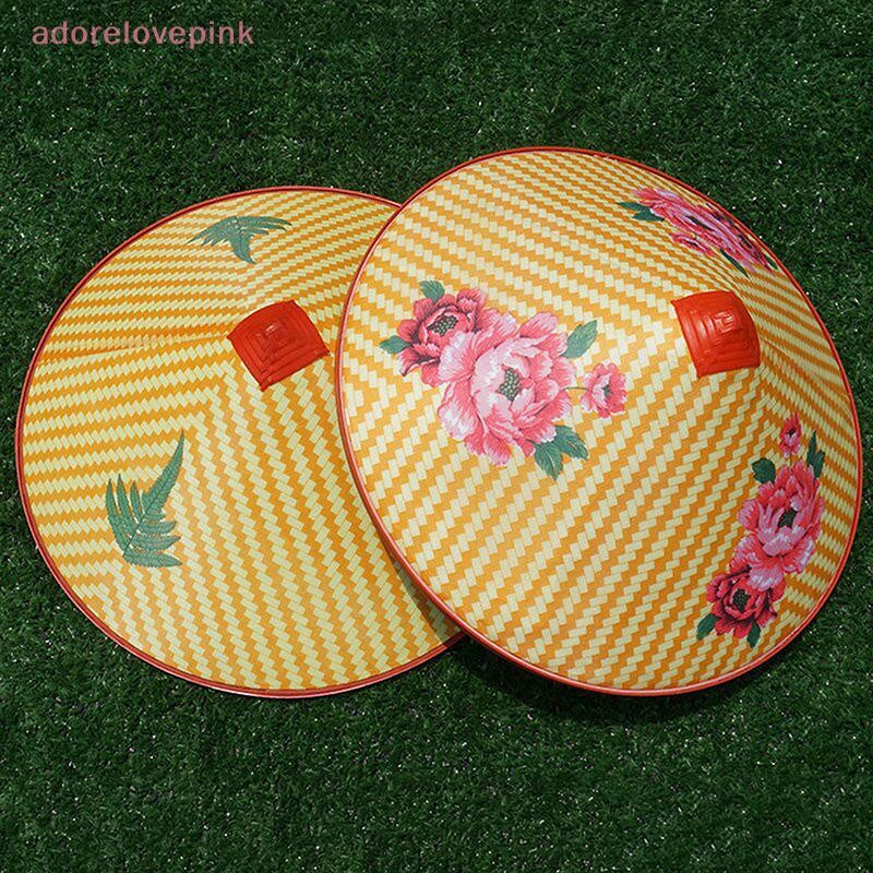 Iadorelovepink จีน Retro ไม้ไผ่หวายหมวกชาวประมง Handmade สานฟางหมวก Rain Dance Props กรวยหมวกบังแดดหมวกไม้ไผ่พลาสติก th
