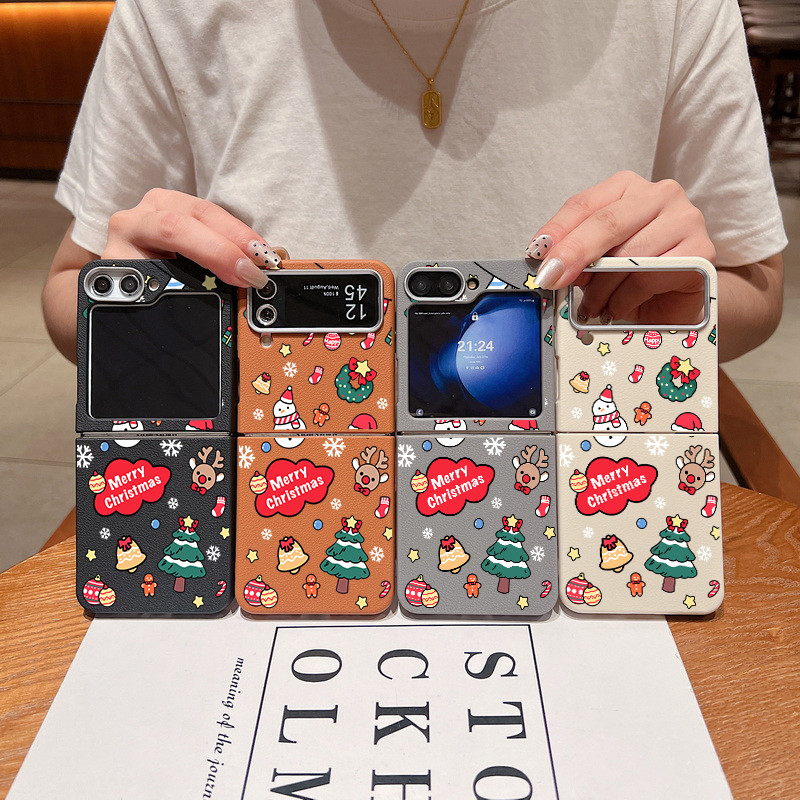 Samsung Galaxy Z Flip5 ZFlip6 ZFlip4 ZFlip3 น่ารักคริสต์มาส Happy Anti Drop Soft 2-in-1 Flip เคสโทรศัพท์
