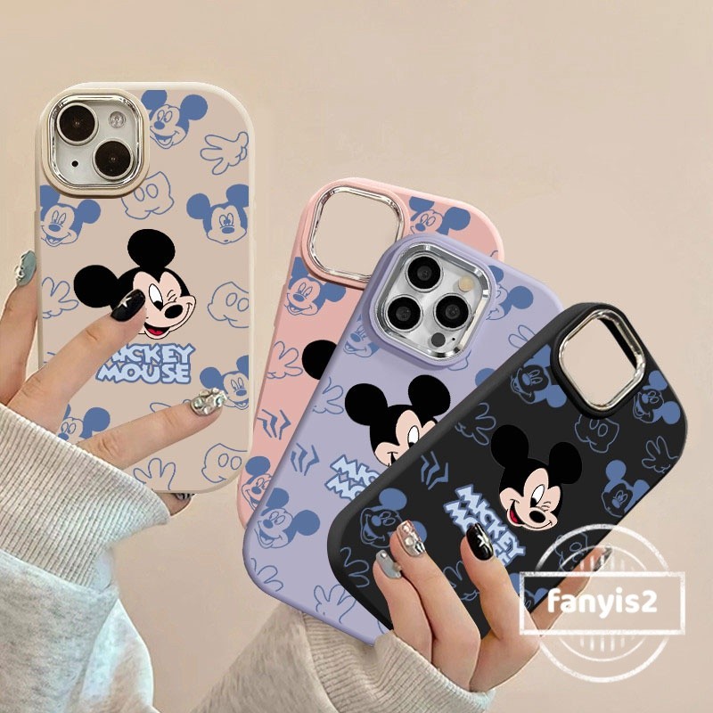 SAMSUNG สําหรับsamsung A06 A16 A35 A25 A15 M15 A05 A03 A04s A12 A13 A23 M12 4G A51 A52 A52s A53 5Gชุบการ์ตูนน่ารักMickeyเคสโทรศัพท์กันกระแทกปกอ่อน
