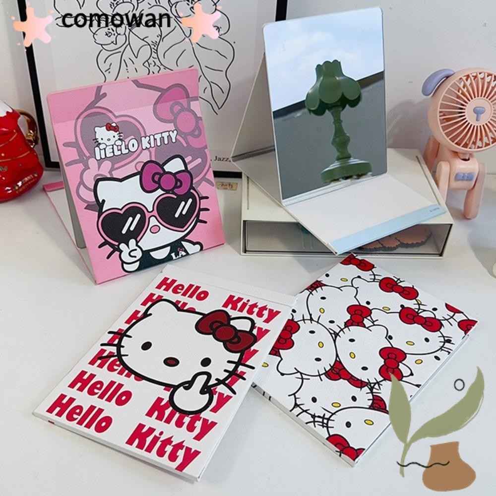 Commwan Make Up Mirror, Hello Kitty กระจกแต่งหน้าแบบพับได้, กระจกเครื่องสําอางด้านเดียวแบบพกพาการ์ตูนสําหรับเดินทาง