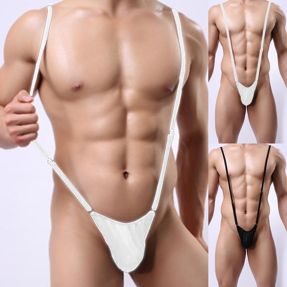 [CH] ผู้ชายเซ็กซี่ Jockstrap Bulge Pouch Briefs Suspender Bodysuit ชุดชั้นในปรับได้
