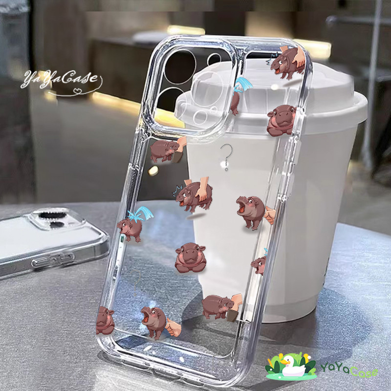 MOO DENG สำหรับ iPhone11 16 13 Case For เคสไอโฟน15 14 12 PRO MAX 7 8 PLUS X XR XS MAX TPU กรณีโทรศัพท์ซิลิโคนใสหรูหา