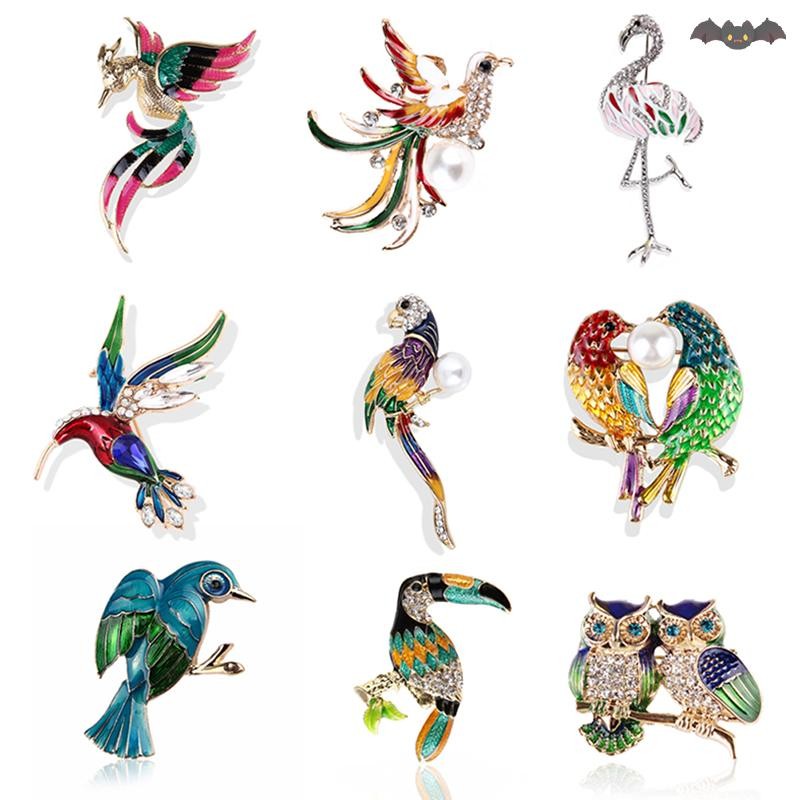 [PE] ผู้หญิง Flamingo คริสตัลนก Phoenix สัตว์นกนกฮูก Breastpin เข็มกลัด Pin เครื่องประดับ TH