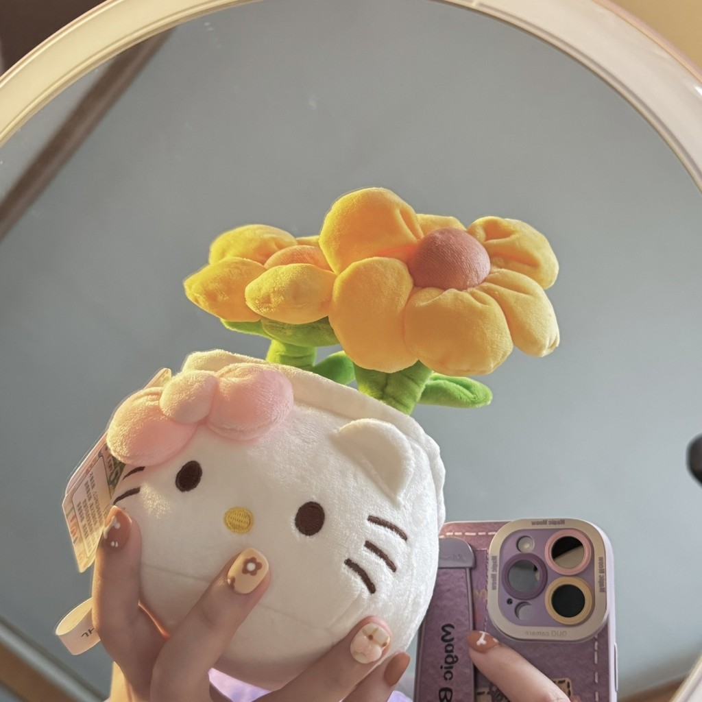 Hellokitty Sanrio ของแท้ตุ๊กตาดอกไม้กระถาง Hello Kitty ตุ๊กตาของขวัญวันเกิดสาว11.11น่ารัก