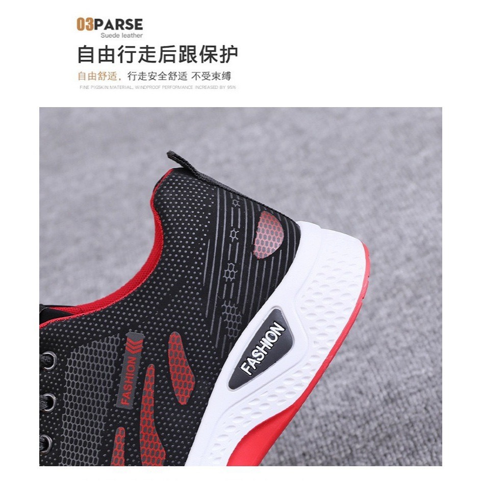 SE-105 รองเท้าผ้าใบผู้ชาย สีดำ รองเท้ากีฬาแฟชั่น แต่งลาย สปอร์ต เท่ ใส่เที่ยว ใส่วิ่ง ระบายอากาศได้ดี น้ำหนักเบา ใส่สบาย - รูปที่ 4