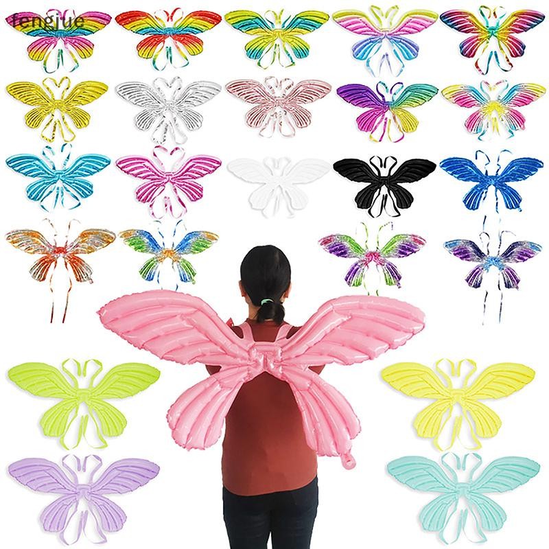Fengjue สีสัน Angel ผีเสื้อ Wing บอลลูนสุขสันต์วันเกิดวันเด็กเด็กผู้หญิง DIY ตกแต่งปาร์ตี้กลับแขวนฟอยล์บอลลูนของเล่น TH