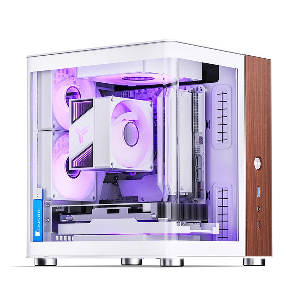 Jonsbo TK-0 White **แถมพัดลม 92mm ARGB x2** iTX Dual-Curved Glass Mini-Tower Case